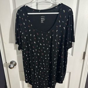 ❤️ 3/30$ Dressy scoop neck t-shirt with paint brush pattern